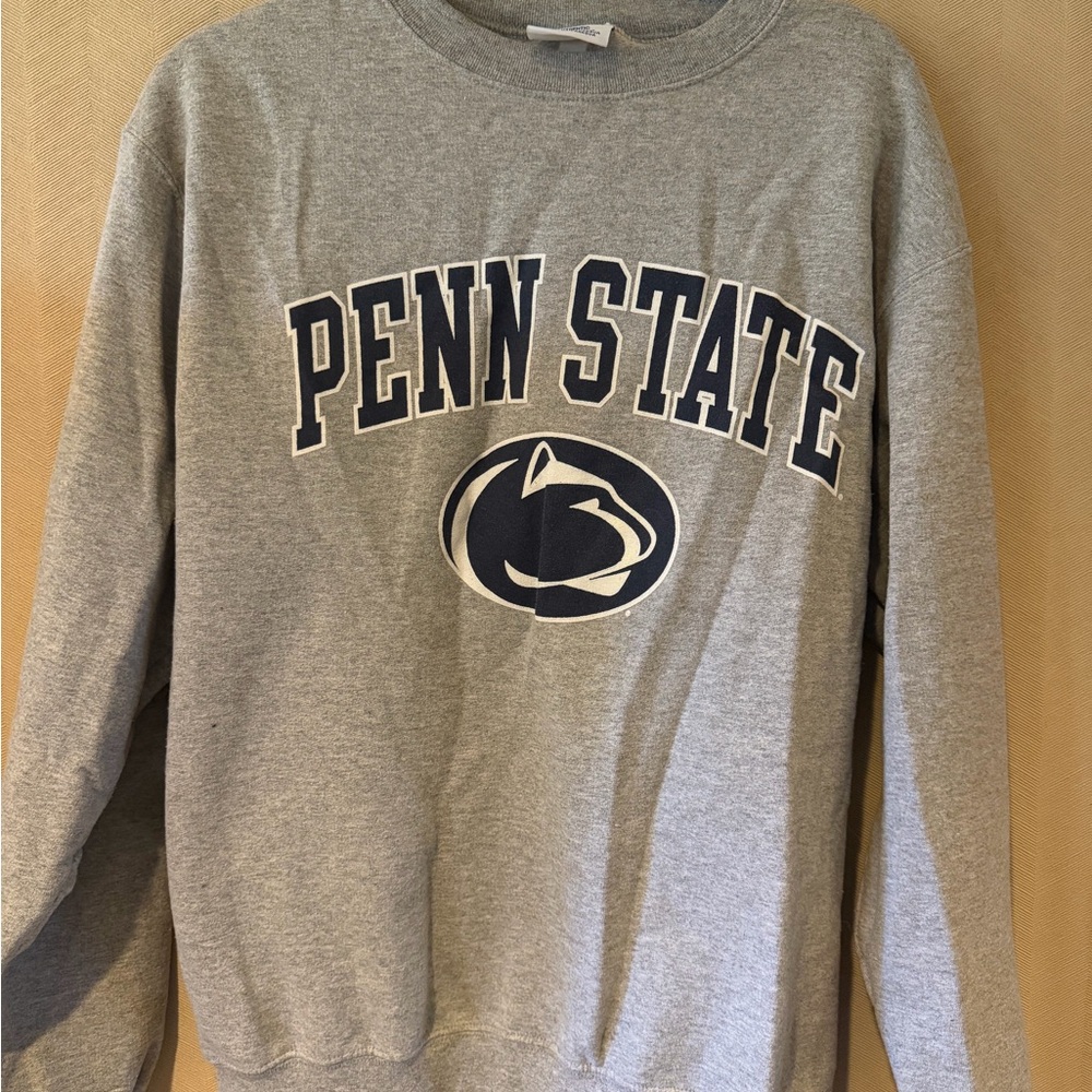 Champion Gray Penn State Crewneck Sweatshirt with Navy Logo